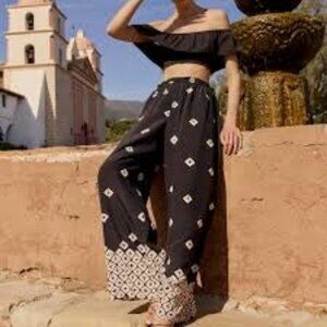 Marie Oliver Womens Size XS Navy Blue Solange Relaxed Wide Leg Statement Pant